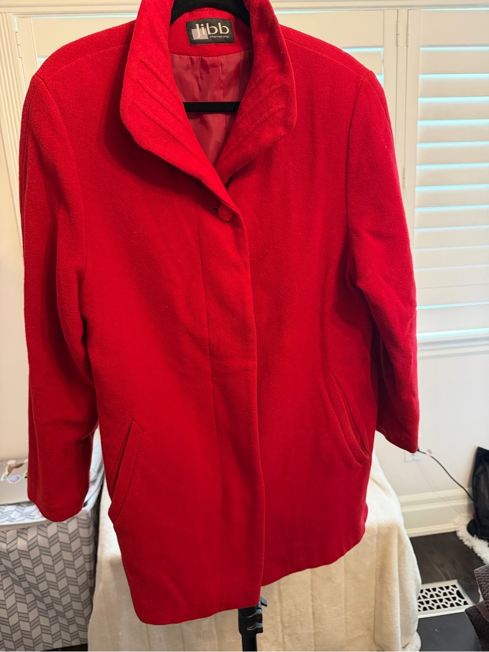 Women's Red Wool Blend Coat